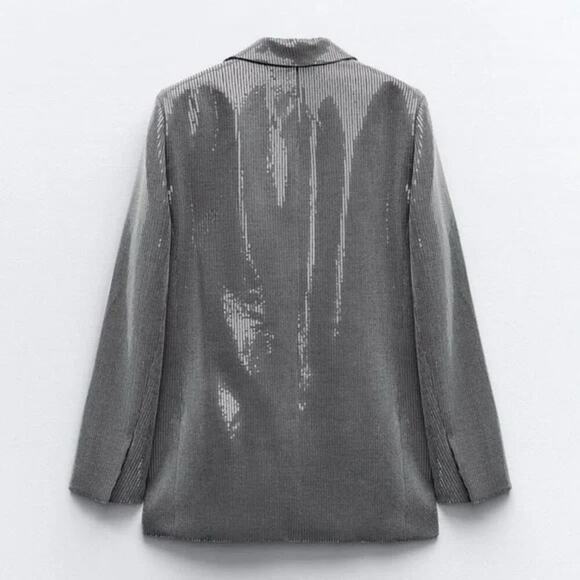 ZARA OVERSIZED SEQUIN BLAZER - Picture 15 of 16
